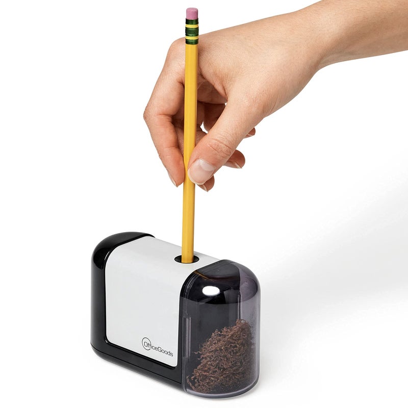 OfficeGoods Mini-Pro Electric Pencil Sharpener - Cordless Portable Sharpener - Battery Operated - Compact & Powerful for Home, Office & School - Black - Image 2
